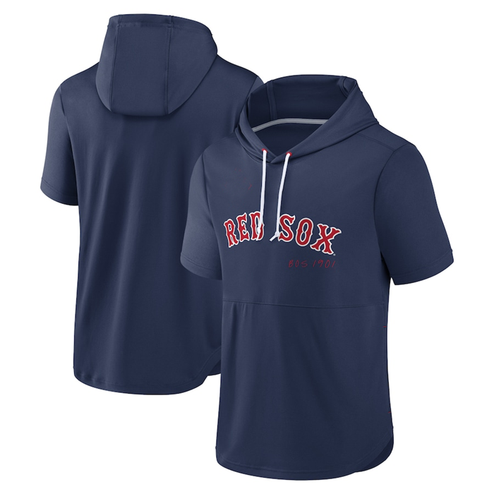 Men's Boston Red Sox Navy Sideline Training Hooded Performance T-Shirt - Click Image to Close